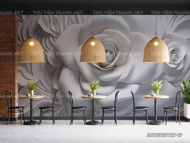 Tranh dán tường Hoa 3D- ADHH3D231227-2P - Tranh tường chất lượng cao